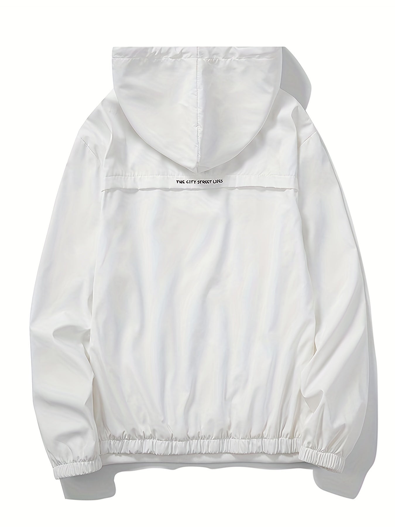 Solid Zip Up Men's Casual Jacket with Drawstring Hood