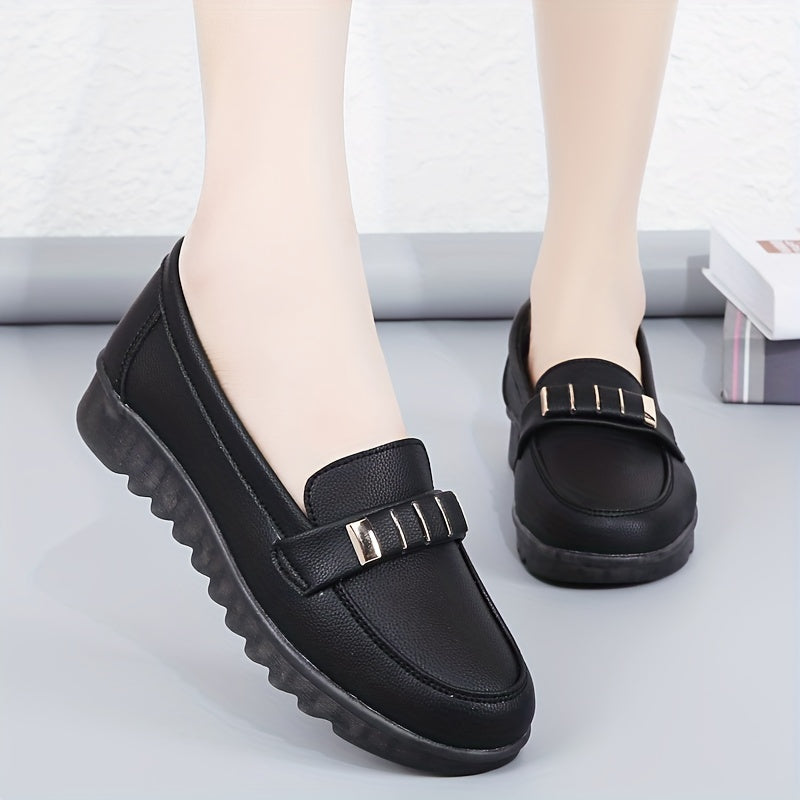 Women's Metal Decor Flat Shoes Comfortable Slip On Anti-Skid Shoes