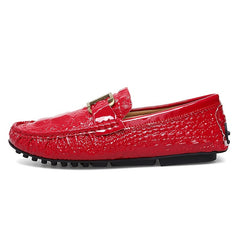 Red Metal Buckled Loafers Women's Casual Flat Shoes