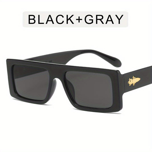 Rectangular Frame Sunglasses Vintage Flat Top UV400