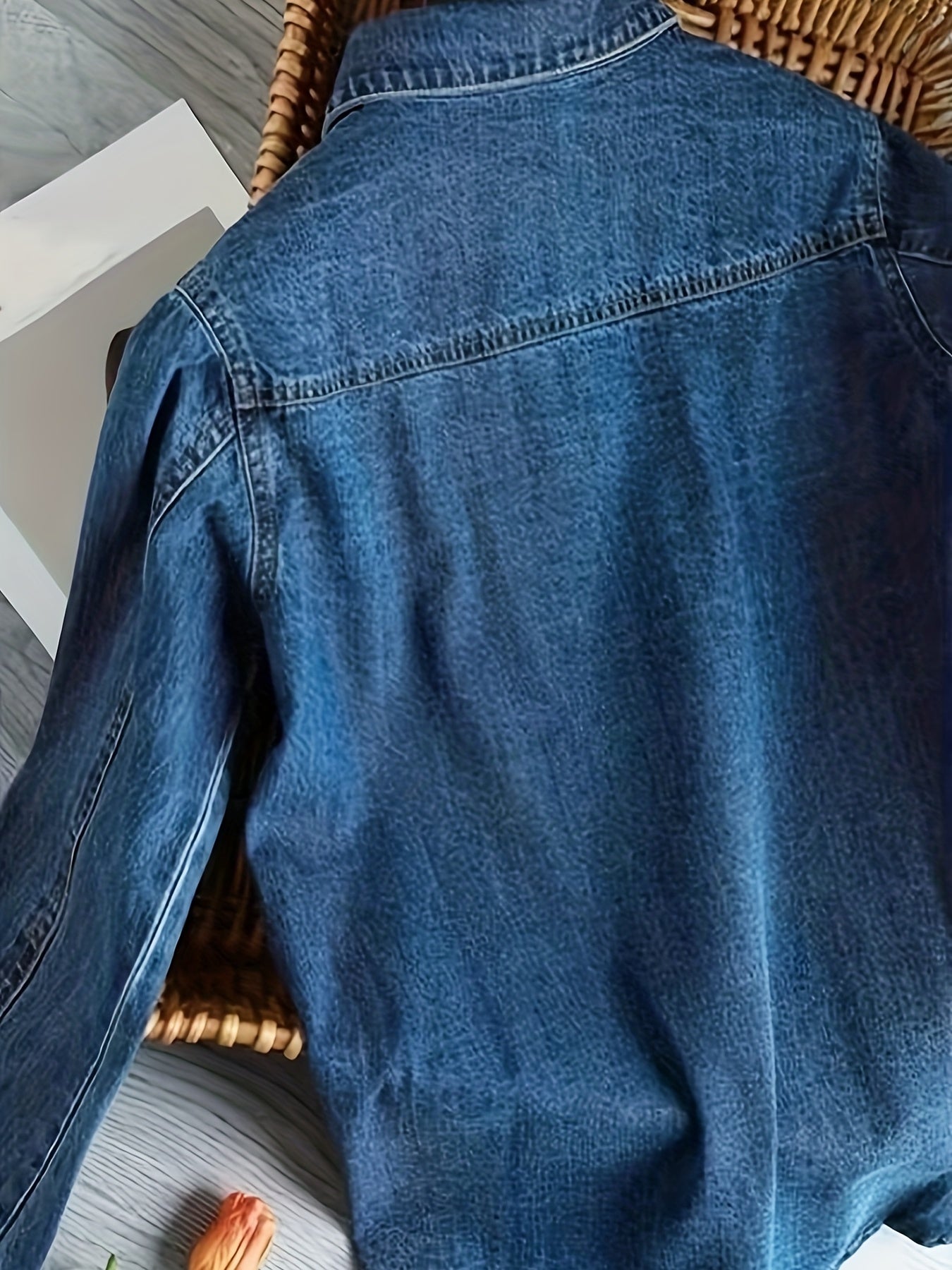 Loose Fit Long Sleeves Denim Shirt with Lapel