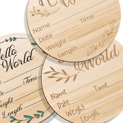 Hello World Wooden Laser Cut Baby Announcement Sign