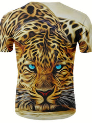 Men's Leopard 3D Graphic Tee Short Sleeve Top