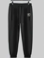 Mountain Capital Letters Print Men's Pants Drawstring Sweatpants