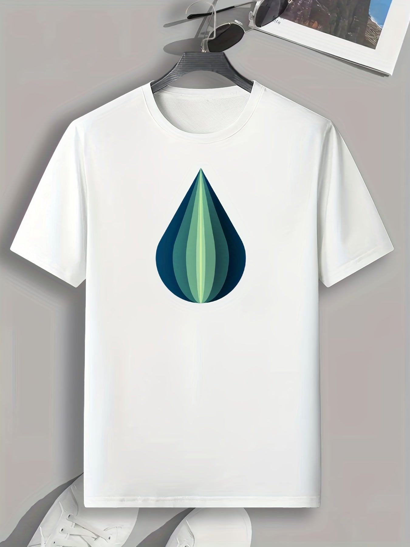 Geometric Drop Print Men's Comfy T-shirt For Summer