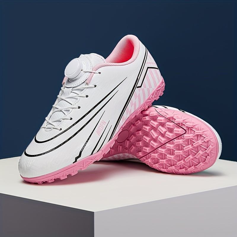 Unisex Turf Soccer Shoes With Rotating Button Anti Skid Breathable