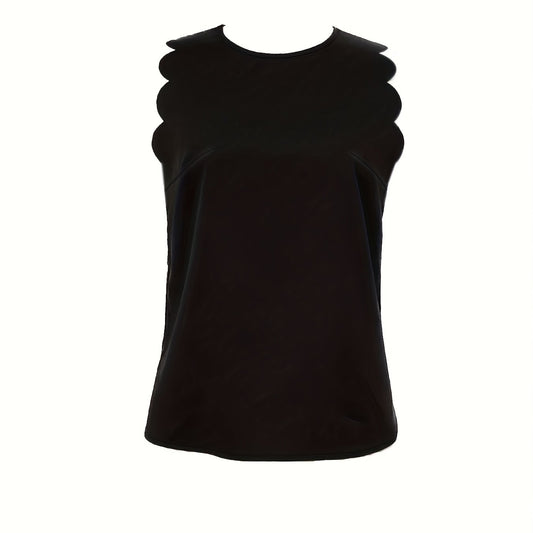 Scallop Trim Tank Top Sleeveless Crew Neck Top
