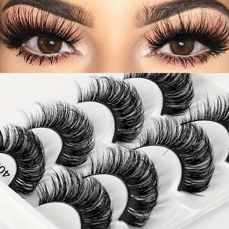 4 Pairs Fluffy Natural Volume Eyelashes Daily Party Makeup