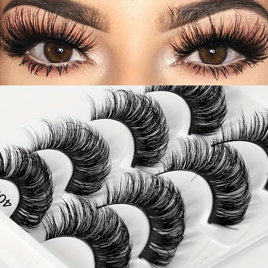 4 Pairs Fluffy Natural Volume Eyelashes Daily Party Makeup