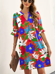  Floral Bell Sleeve Mini Dress