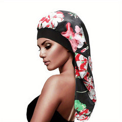 Floral Print Bandana Turban Cap Soft Silk Satin Sleep Cap