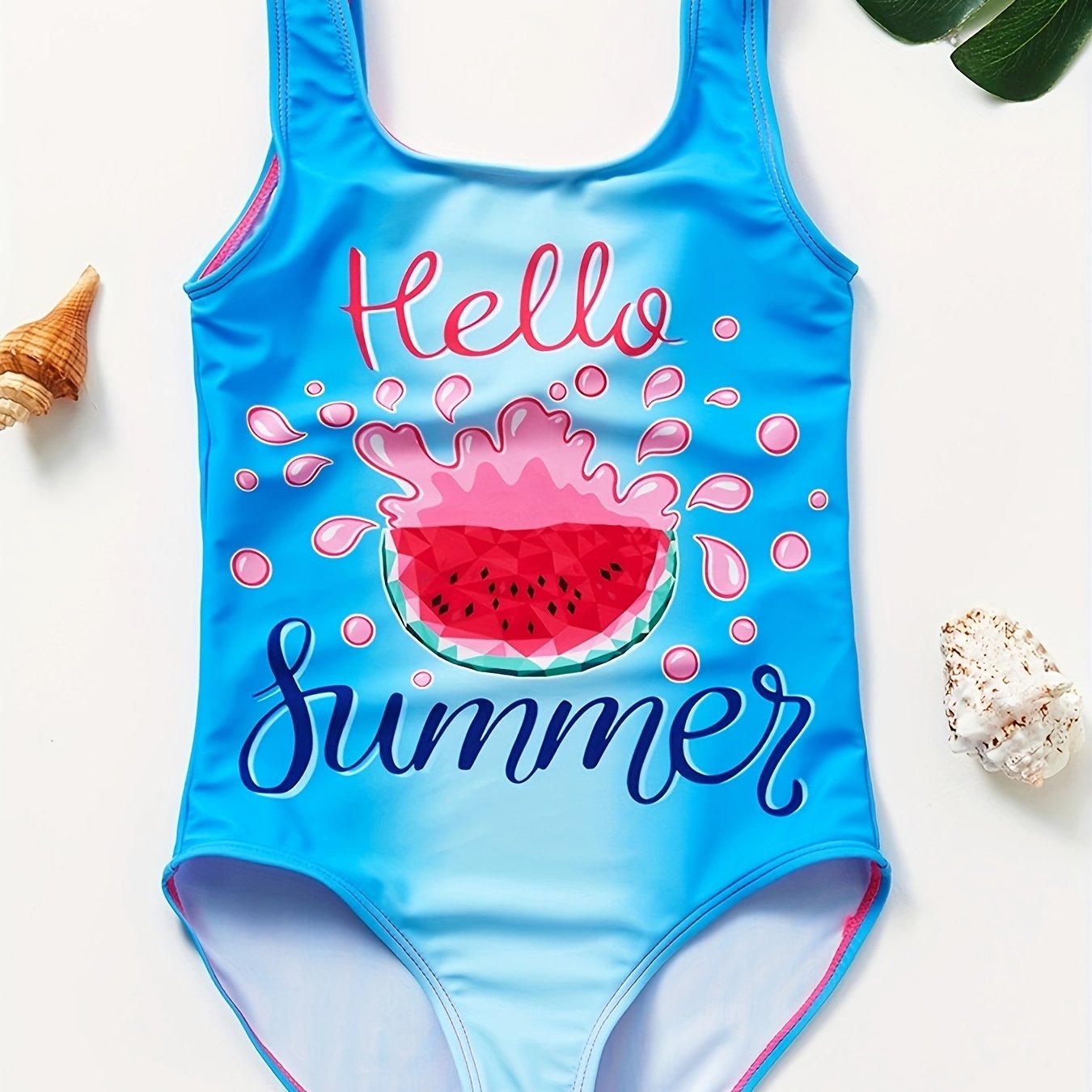 Watermelon Graphic Sleeveless Swimsuit for Toddler Girls