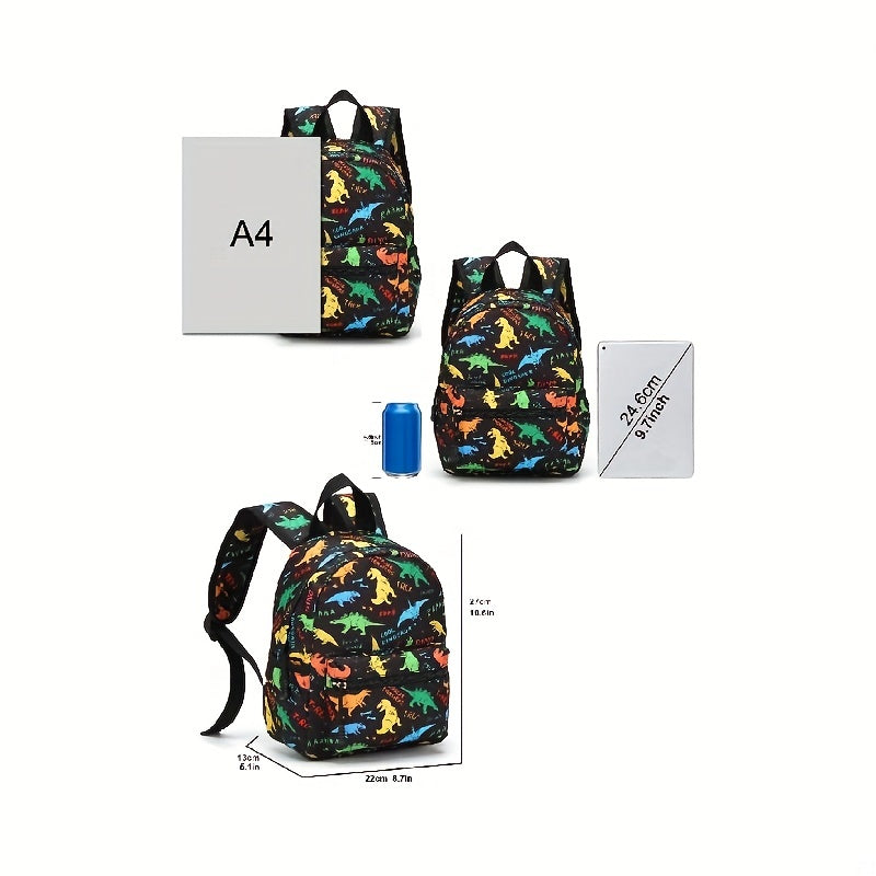 Colorful Dinosaur Backpack for Kids with Padded Back and Adjustable Straps