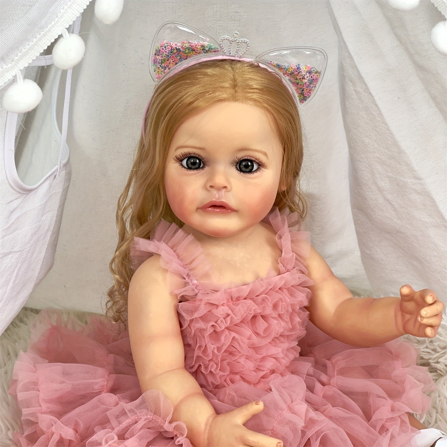 22" Full Vinyl Silicone Reborn Little Princess in Pink Dress