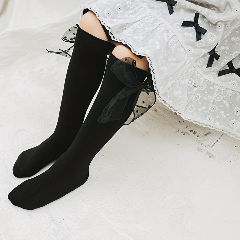 Girls Kids Sweet & Bowknot Crew Socks
