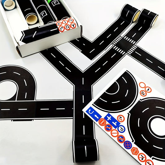 28pcs DIY Road Sign Sticker Set Traffic Rules Game Toys Car Educational Crafts
