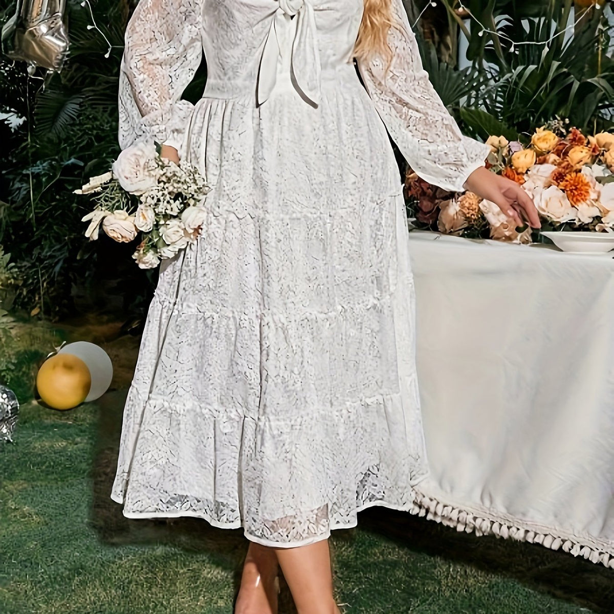  Lace Sleeve Maxi Evening Dress