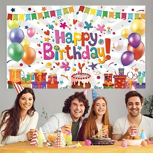 Rainbow Happy Birthday Banner Backdrop Large Yard Sign