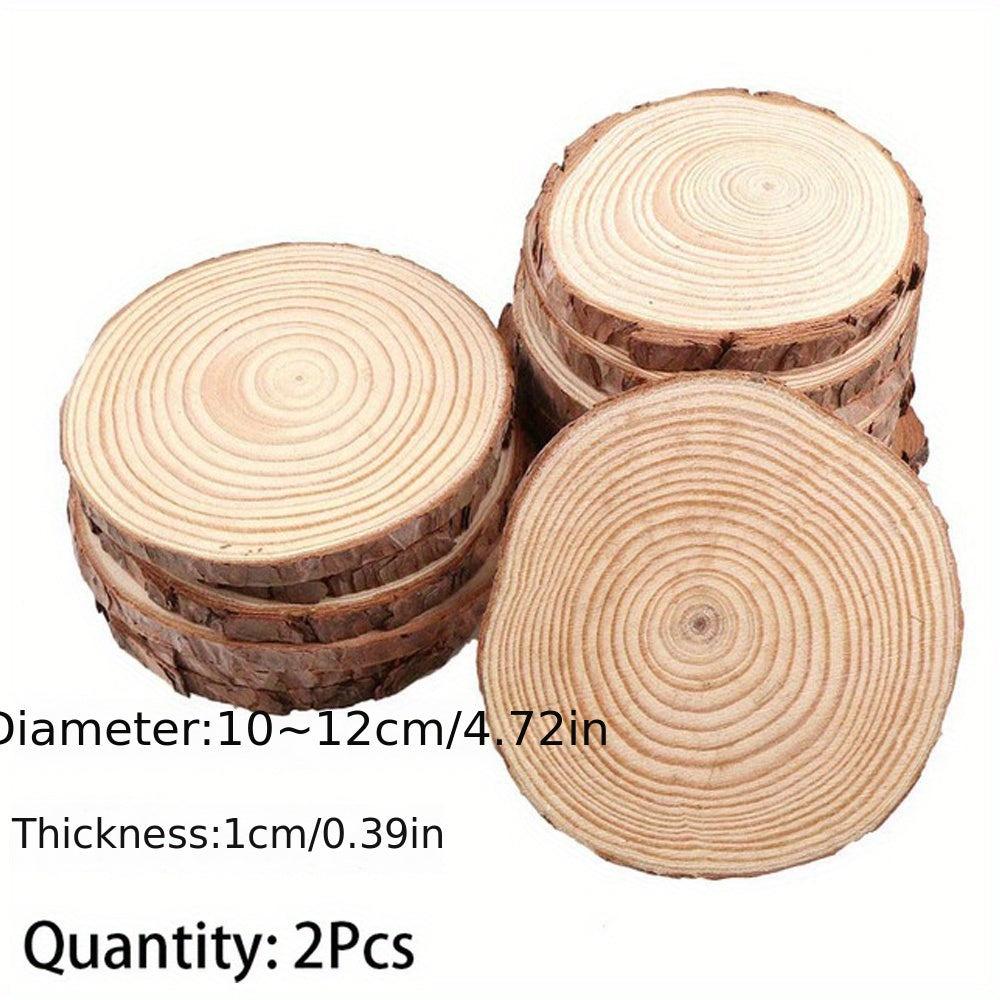 3 Thick Pine Wood Slices Circles With Tree Bark Log Discs DIY Crafts