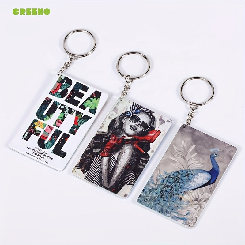 10pcs Plastic Sublimation Key Chain Rectangle Backpack Ornament