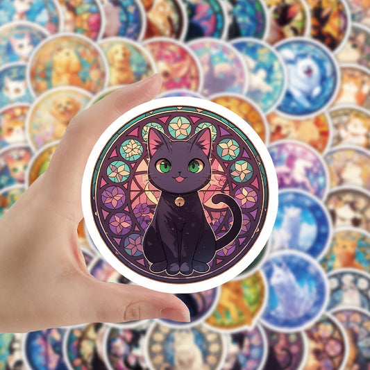 80pcs Cat & Dog Stickers Waterproof Self-Adhesive Decals
