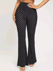 Women's Polka Dot High Waist Flare Leggings for Yoga and Running