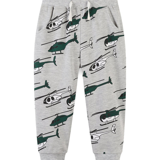 Kid's Helicopter Print Drawstring Sweatpants