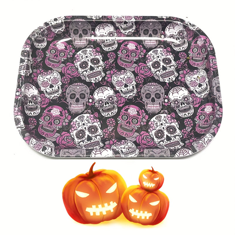 Halloween Skull Rolling Tray Metal Cartoon Washable Fruit Plate