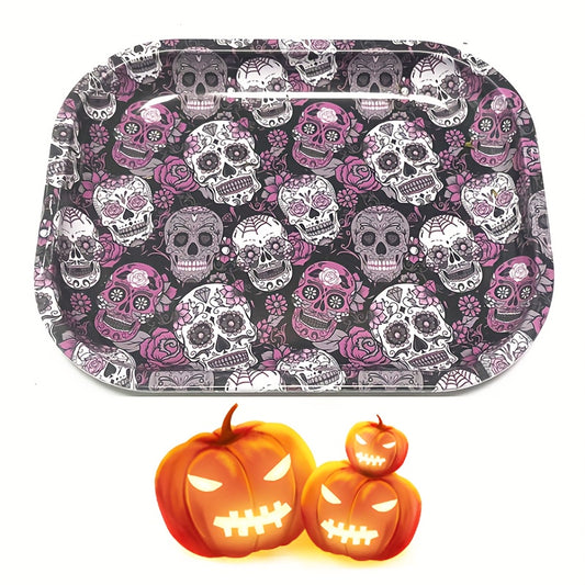 Halloween Skull Rolling Tray Metal Cartoon Washable Fruit Plate