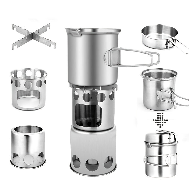 Portable Stainless Steel Charcoal Stove Set for Outdoor Cooking