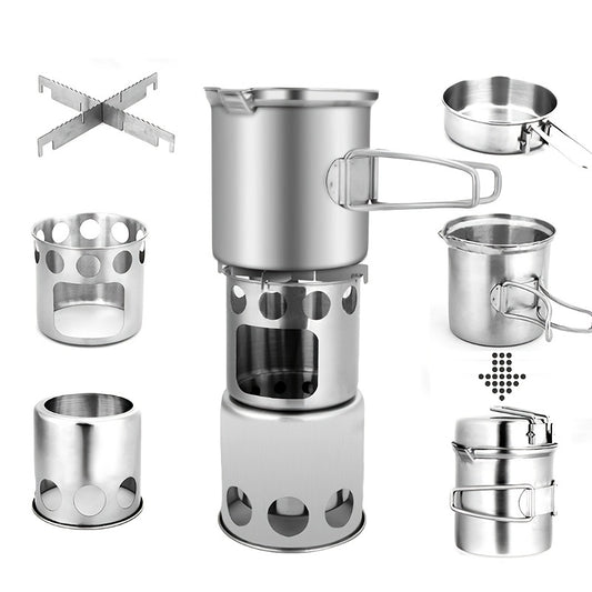 Portable Stainless Steel Charcoal Stove Set for Outdoor Cooking
