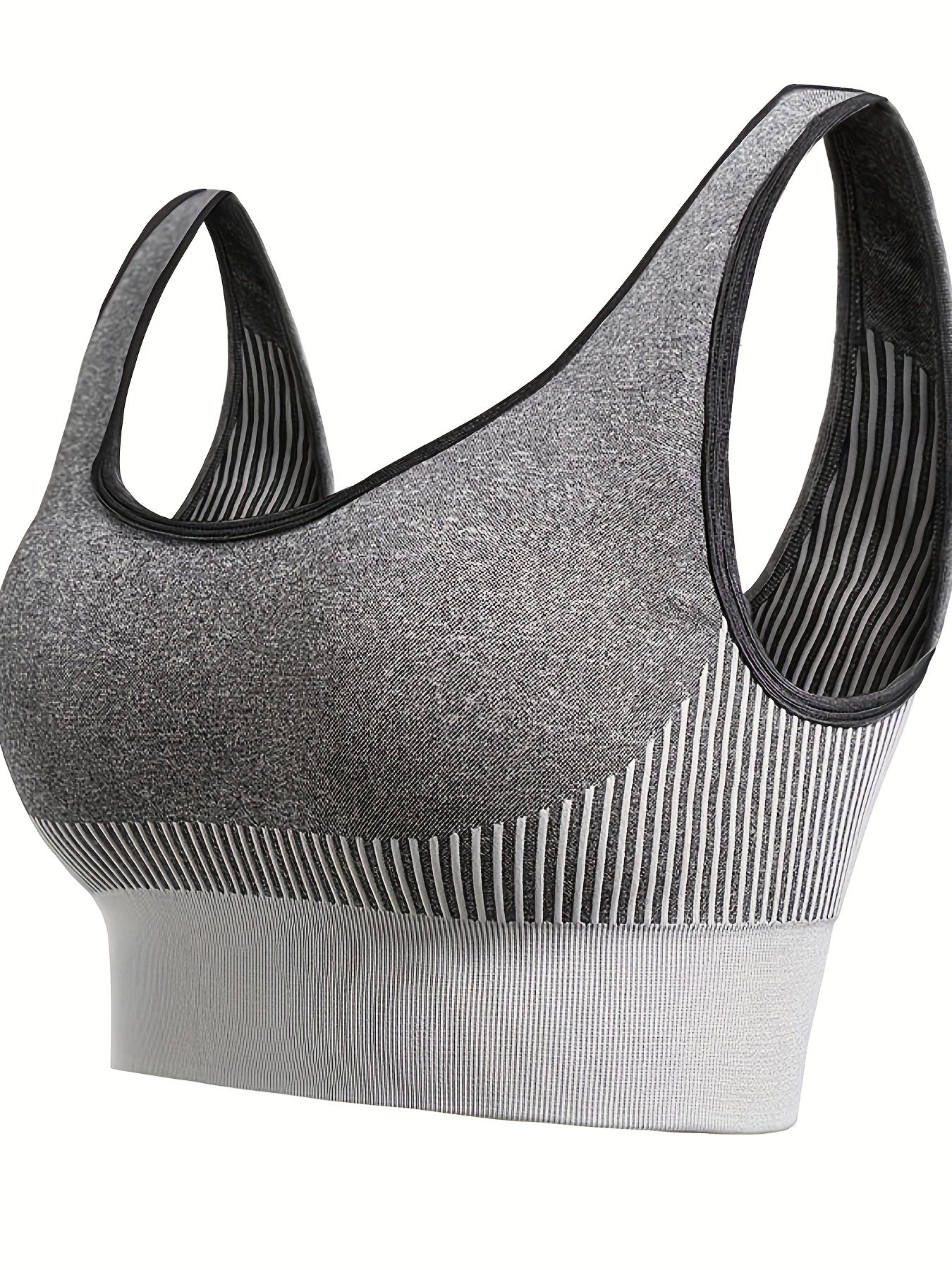  Sports Bra Women's Plus Stripe Print Shockproof High Stretch Yoga Runn