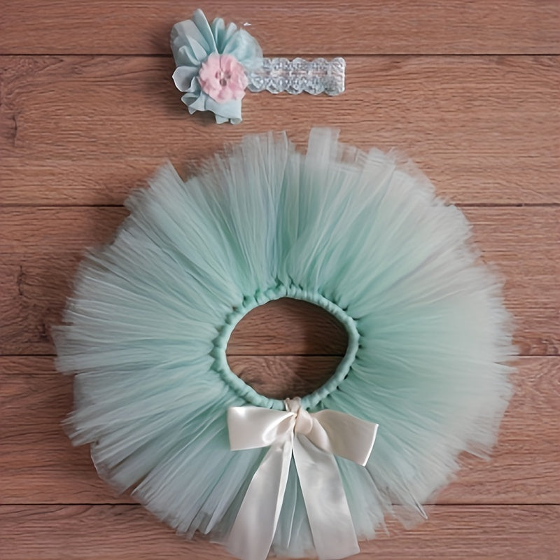 2 Piece Baby Girl Tutu Skirt Set for Newborn Photoshoots & Shower