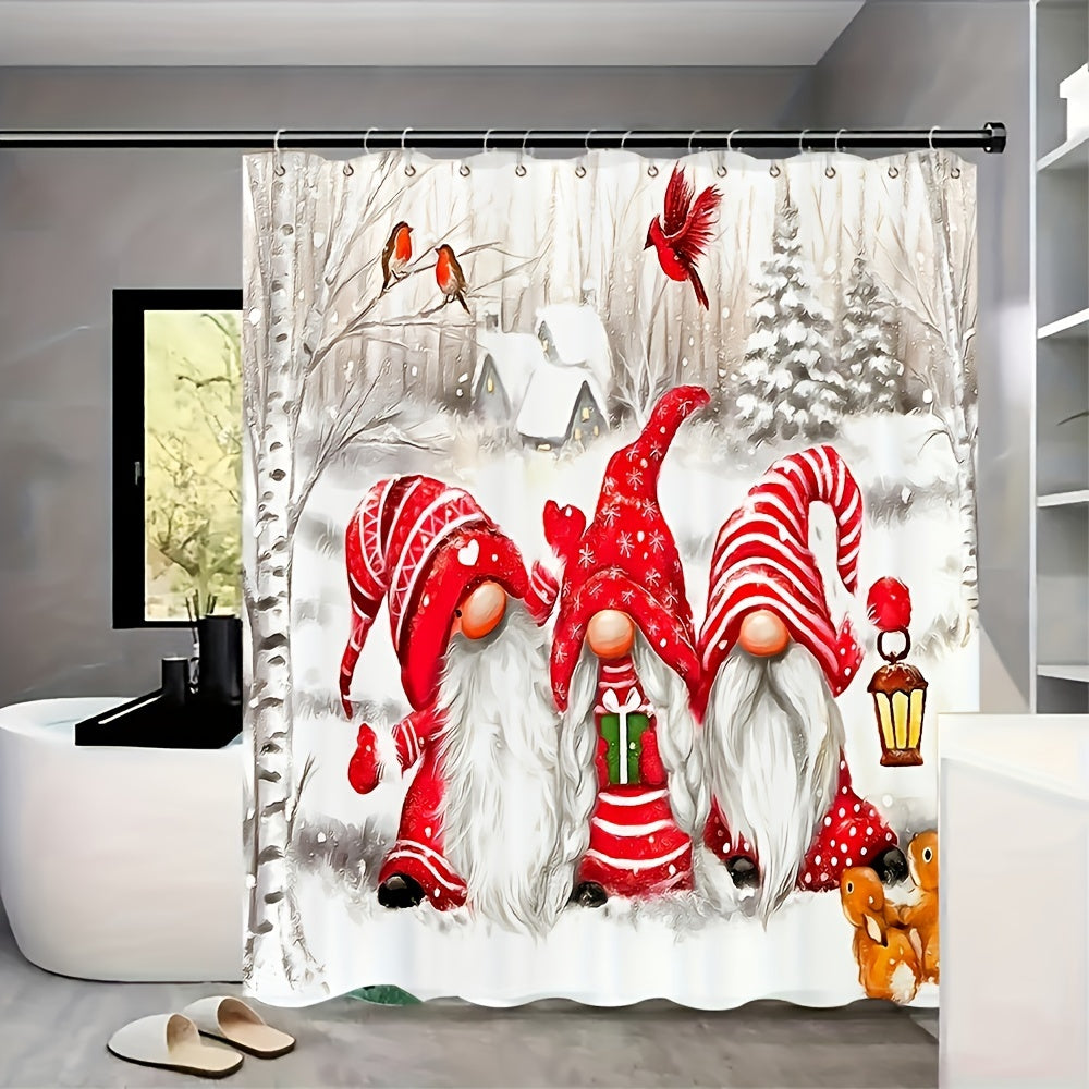 Scandinavian Dwarf Santa Shower Curtain - Waterproof