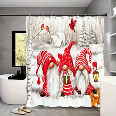 Scandinavian Dwarf Santa Shower Curtain - Waterproof