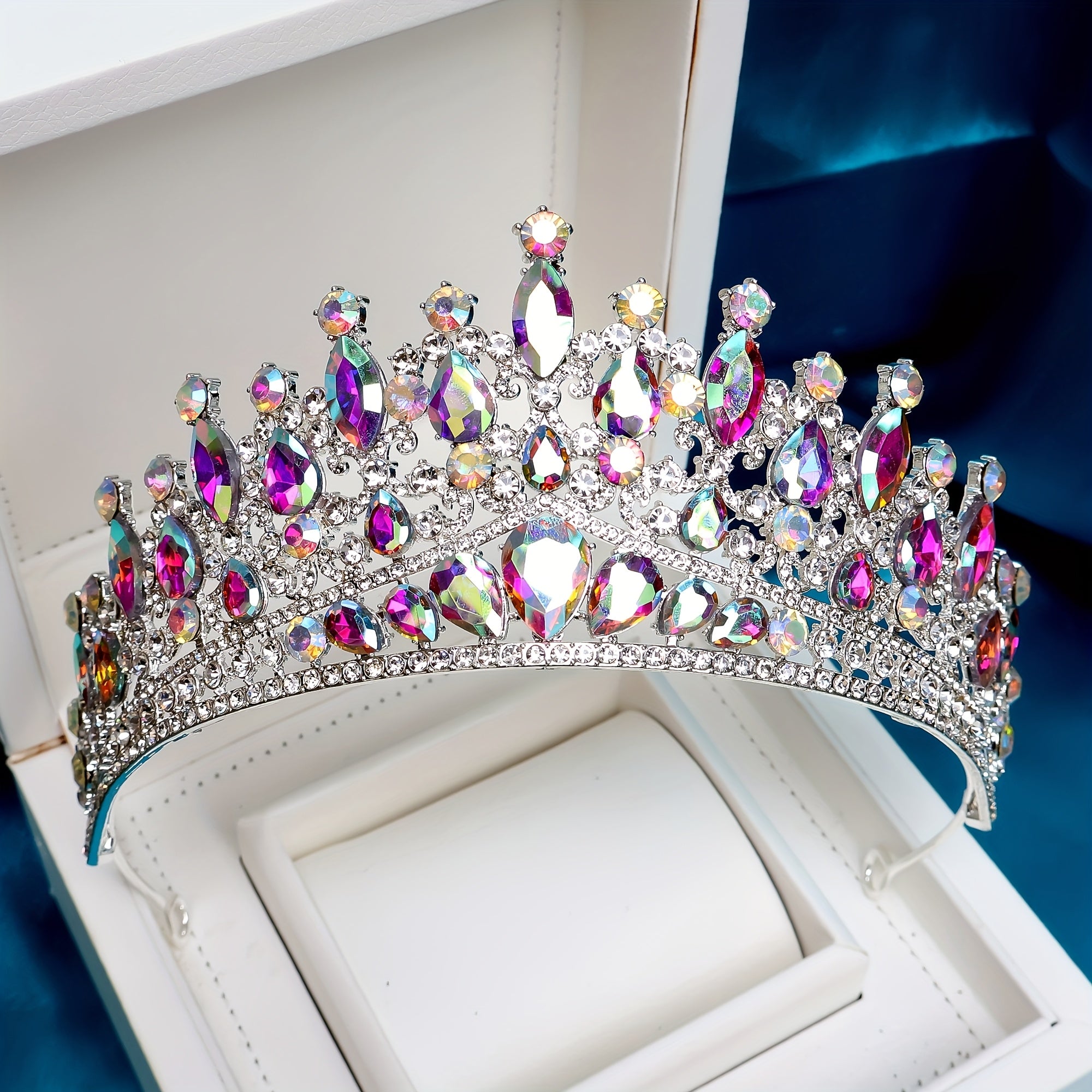 Boho Bridal Crown with Colorful Stones