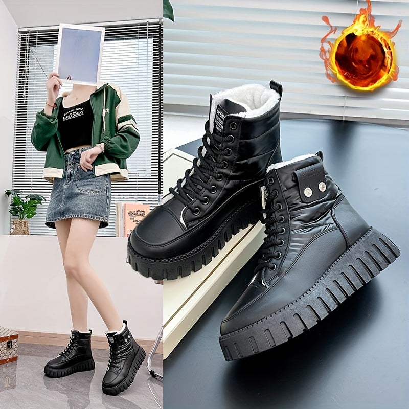 Women's Solid Non slip Medium Top Thickened Motorcycle Boots