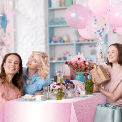Pink Plastic Tablecloth for Parties Gradient Pastel Pink Disposable Tablecloth