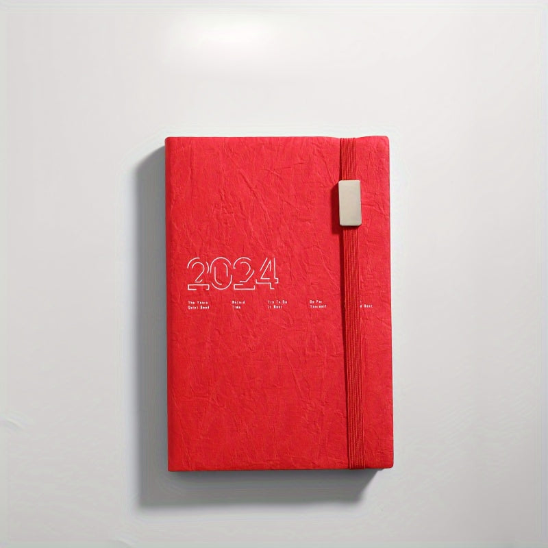 English Schedule Book Planner Faux Leather Daily Record Book