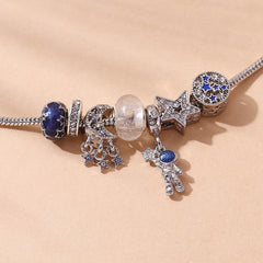 Romantic Starry Sky Bracelet with Faux Diamonds Rhinestone and Moon Astronauts