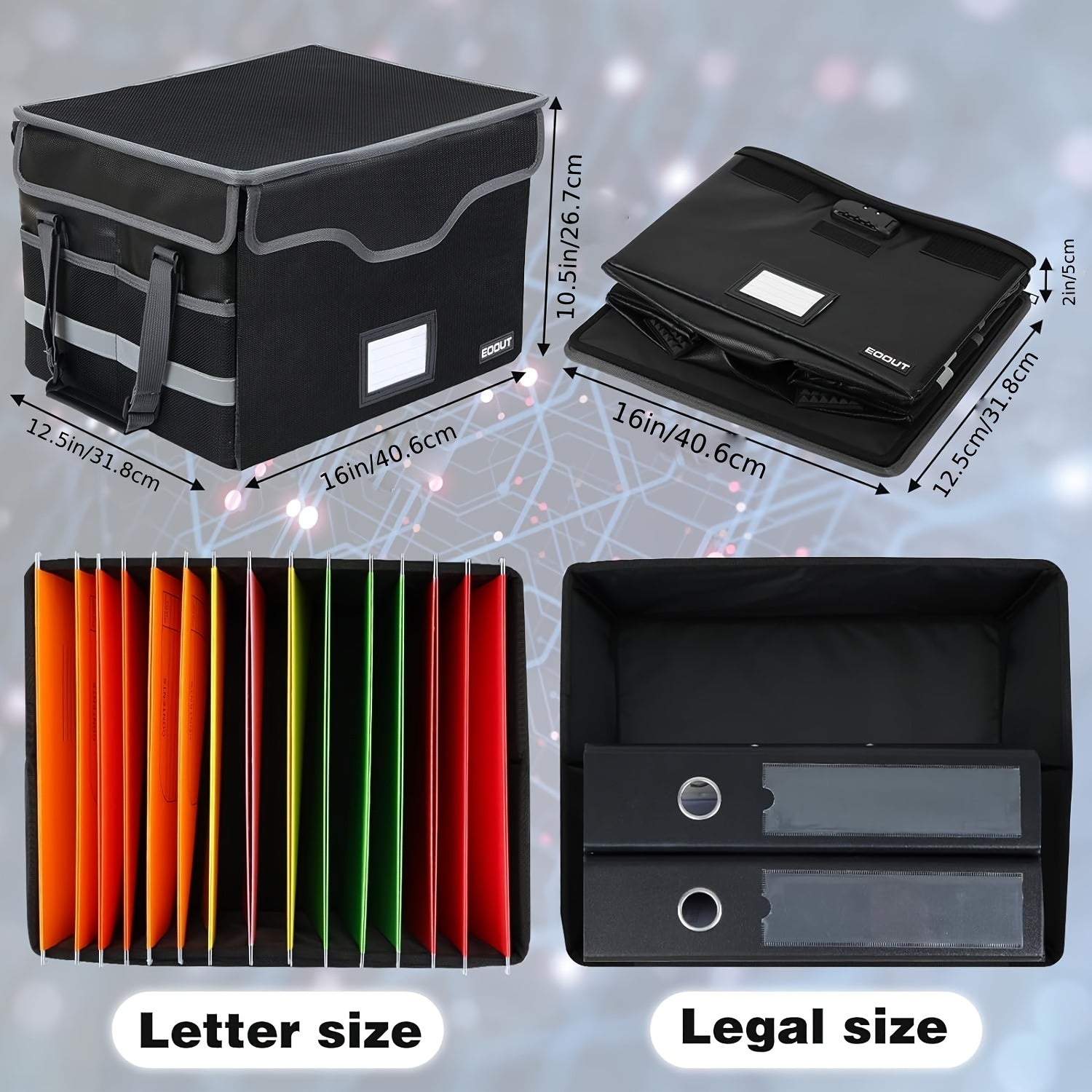 File Storage Box With Lock & Handles Portable Storage Basket