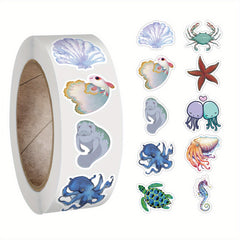 500pcs Ocean Stickers Roll - Waterproof Vinyl Decal