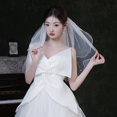 Bridal Veil with Bow Detail Long Satin Ribbon for Weddings