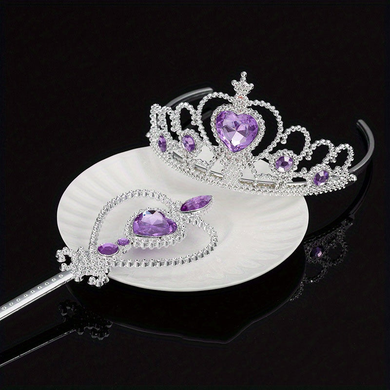 Princess Rhinestone Tiara Set Glitter Hair Accessories
