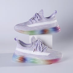 Lavender/Candy Mesh Sneakers Breathable Low Top Shoes Women's Footwear