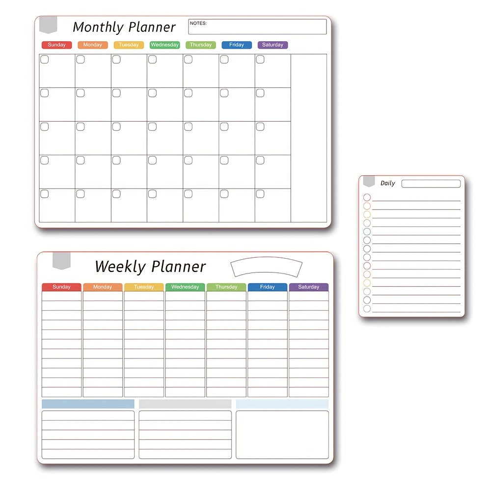 3pcs Rewritable Magnetic Weekly Monthly Plan Fridge Sticker