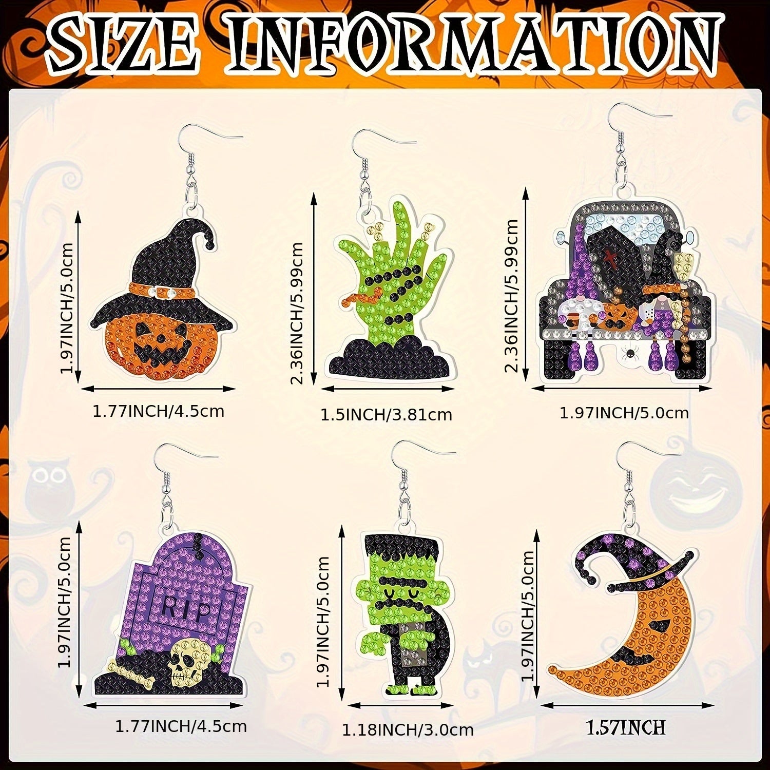 24 Pairs Halloween Rhinestone Earrings Kit Vintage Jewelry Craft