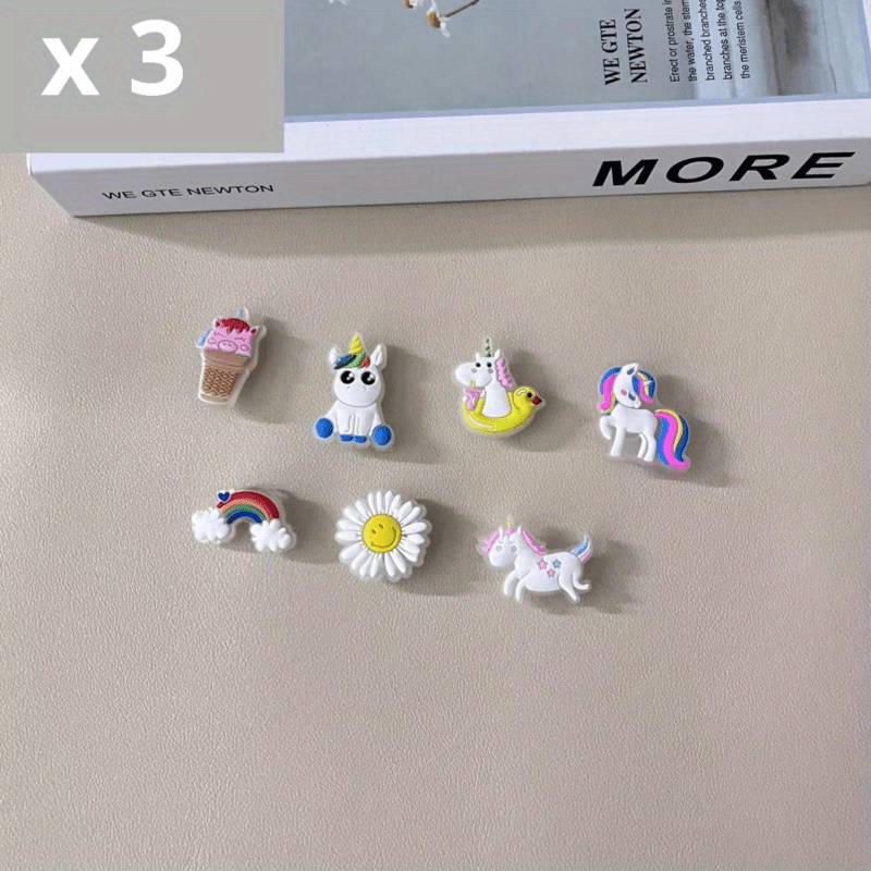 21pcs Luminous Rainbow & Unicorn Shoe Decoration Charms
