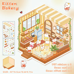 1pc 3D House Stickers Reusable Self Adhesive PET Decals for Laptop & Desk Decor
