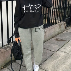 Casual Long Sleeve Sweatshirt & Joggers Pants Set